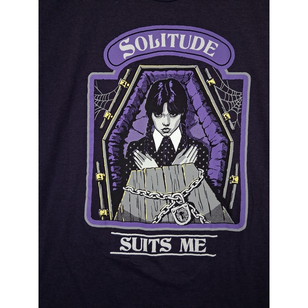 Wednesday Adult Shirt XL Solitude Suits Me Graphic Introvert Antisocial Gothic